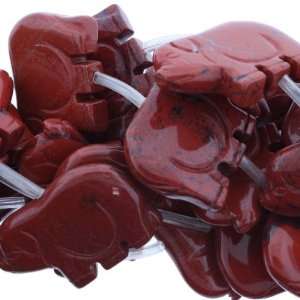  Red Jasper  Pig Carved Top Drilled   32mm Height, 22mm 