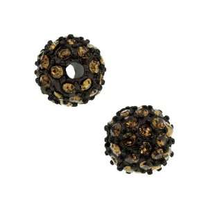 Beadelle Crystal 8mm Round Pave Bead   Chocolate Brown / Lt Col. Topaz 