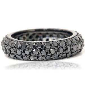  3.33CT Black Diamond Pave Eternity Wedding Ring Jewelry