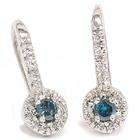 Pompeii3 Inc. .50CT Blue & White Diamond Drop White Gold Earrings 14K