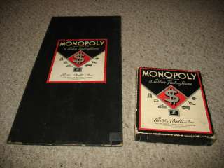 VINTAGE 1937 MONOPOLY GAME with board, money, tokens, cards, deeds 