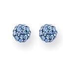 VistaBella 14k Gold 5mm Blue Round Crystal Post Ball Earrings