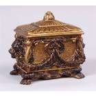 AA Importing Decorative Box with Lion Head in Hand Painted Gold Tone 