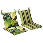   Furniture Mid Back Chair Cushion Reversible Tropical Green Stripe