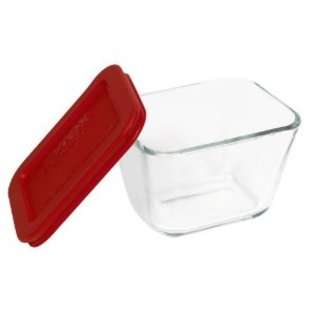 Pyrex Storage 1 7/8 Cup Storage Dish, Clear with Red Lid 