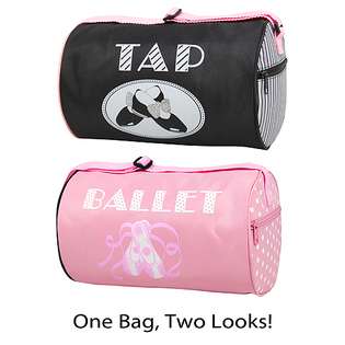 Sassi Designs Black Pink Ballet Tap Reversible Little Girl Duffel Bag 