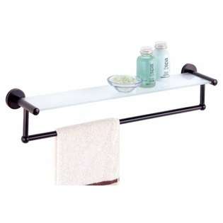   Rubbed Bathroom Glass Shelf with Towel Bar OI16906 by Organize It All