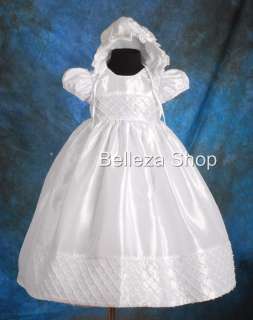 White Baby Girls Christening Gown Dress SZ 0 3mo W53  