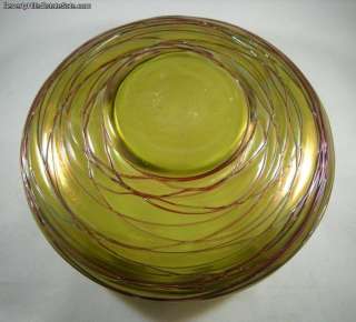 Loetz Iridescent Threaded Glass Bowl  