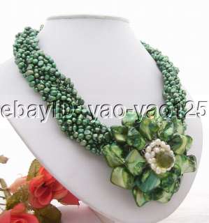 Excellent 9Strds Pearl&Shell Flower Necklace  
