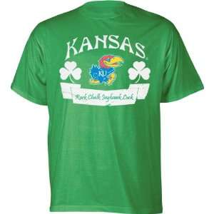    Kansas Jayhawks Kelly Green Lucky Banner T Shirt