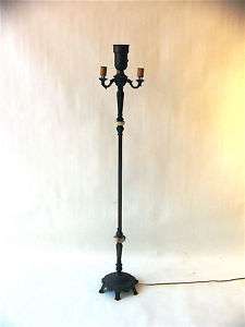 Antique Spanish Revival Cast Brass & Iron Floor Lamp  