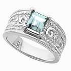 Gems is Me 14K White Gold Sky Blue Topaz Etruscan Style Ring