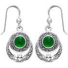  Sterling Silver Celtic Claddagh Created Emerald Earrings