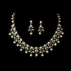   Fashions Gold Vintage Pearl & Crystal Jewelry Necklace Earring Set