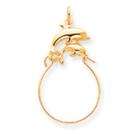 goldia Solid 10k Yellow Gold Double Dolphin Charm Holder 2.5 gr.