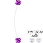Body Candy Clear and Purple Dice Pregnant Belly Button Ring