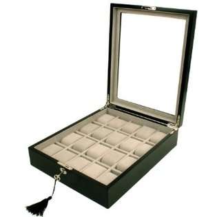 Tech Swiss Watch Box Storage for 20 Watches Black Lacquer Finish 