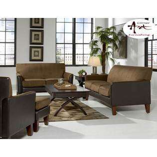 Homelegance Petite Living Room Set Mocha Microfiber & Bi cast Vinyl at 