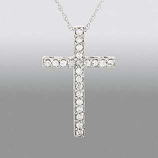 10k White Gold Cross Pendant with Diamond Accents  Jewelry Diamonds 
