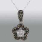 Sterling Silver Marcasite Pendant with Cubic Zirconia Center