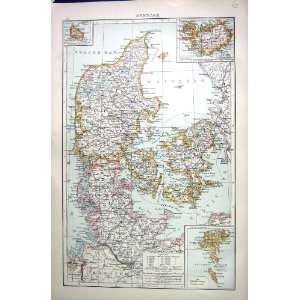  DENMARK ANTIQUE MAP c1897 JUTLAND HOLSTEIN HANOVER SCHLESWIG 