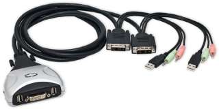port KVM Switch, supports DVI monitor USB 2.0 & Audio, Detachable 