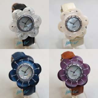  Fashion Womens Resin Flower Crystal Jewelry Watch   4 colours  