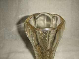 Rare Vintage Large Art Deco Wine Chevron Glass Vase  