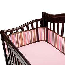 BreathableBaby Breathable Crib Bumper   Pink/Chocolate Stripes 