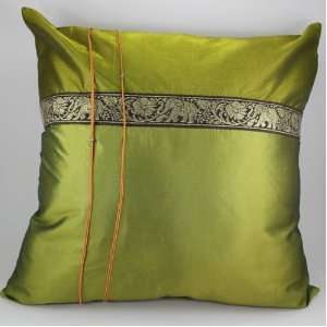  Green Elephant Band 18x18 Decorative Silk Throw Pillow 