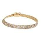 14Kt Gold And Sterling Silver Two tone Chevron Bracelet