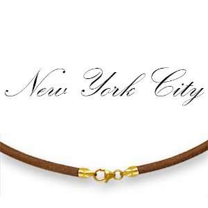 3mm Natural Leather Cord Necklace Choker with 14k Gold Filled Clasp 16 