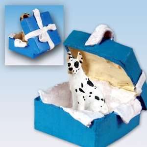  Great Dane Blue Gift Box Dog Ornament   Harlequin
