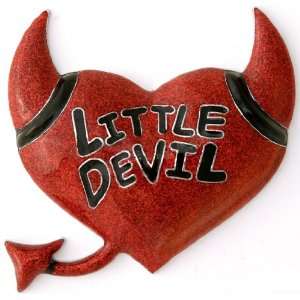   Metal Car Trunk Emblem   Red Little Devil Horns Heart Automotive