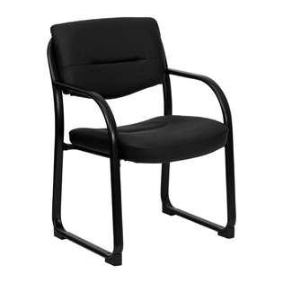 Flash Furniture Black Leather Executive Side Chair with Sled Base at 