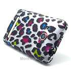 Rainbow Leopard Rubberized Hard Case Faceplate Snap On Cover for HTC 