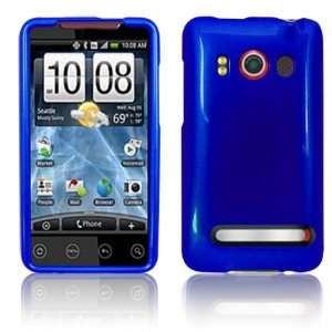   BLUE HARD GLOSSY CASE COVER for HTC EVO 4G PHONE SKIN 