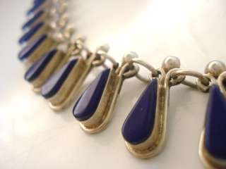   LAPIS NECKLACE TEARDROP MEXICO MEXICAN STERLING SILVER LAZULI  