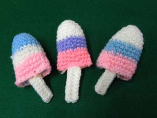 Assorted Ice Cream Bar Crochet Applique Doll Lot A505  