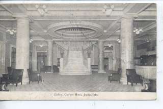   MISSOURI CONNOR HOTEL LOBBY INTERIOR ANTIQUE VINTAGE POSTCARD 1910 MO