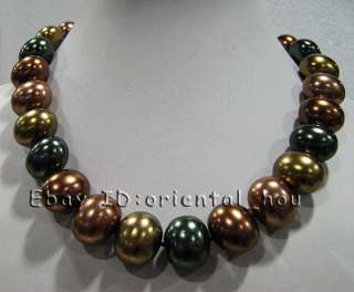 Large Multicolor Oval South Sea Shell Pearl Necklace  