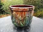 Nelson Mccoy Art Pottery Blended Brown Green & Turquois Jardinniere