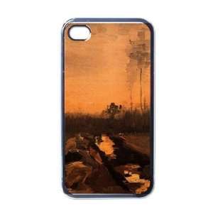 Landscape At Dusk By Vincent Van Gogh Black Iphone 4   Iphone 4s Case