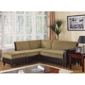    Two Tone Velvet and Leather Modular Sectional Sofa