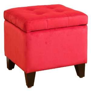  BEST Red Microfiber Square Storage Ottoman with Tufting 