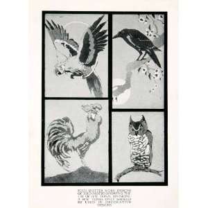   Animal Wing Rooster Parrot Crow Owl   Original Halftone Print Home