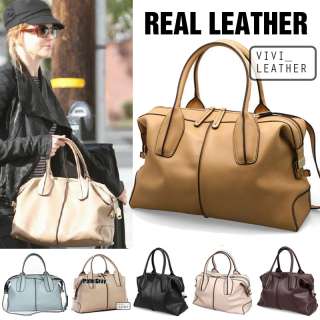 Real Leather Handbag Shoulder Travel Boston Bag D bag  