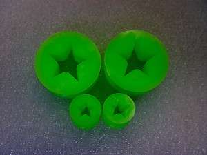 Plugs Pair of Silicone Star Cut Out in Green Pick your Size  
