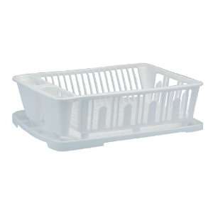   Solutions Plastic Dish Rack and Drain Board Set, White